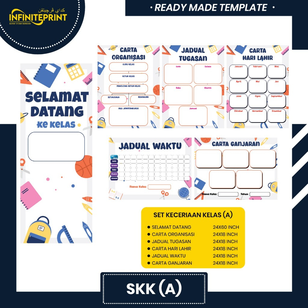 Set Banner Murah Hiasan Kelaskecerian Kelasjadual Tugasanjadual Waktucarta Organisasi Siap