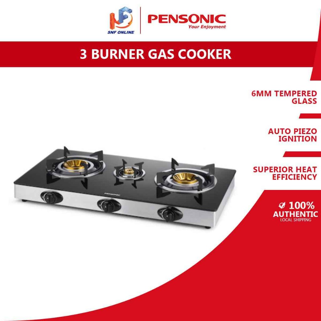 Pensonic 3 Burner Slim Glass - Top Gas Cooker PGC-3201G | Shopee Malaysia