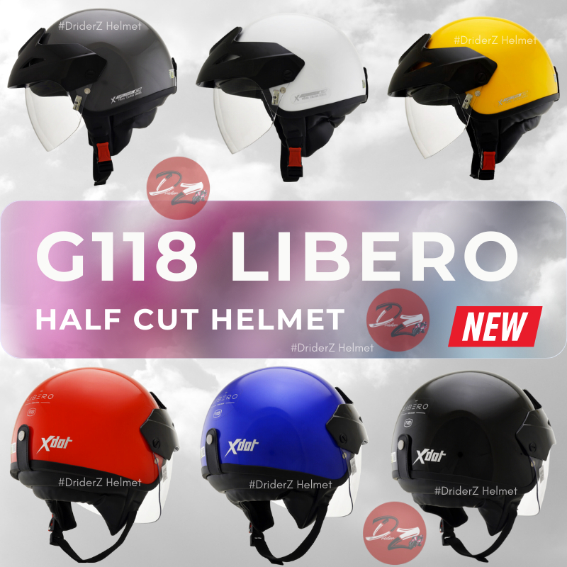 X-DOT G118 Libero Plain Half Helmet Vespa Scooter Helmet Cruiser ...