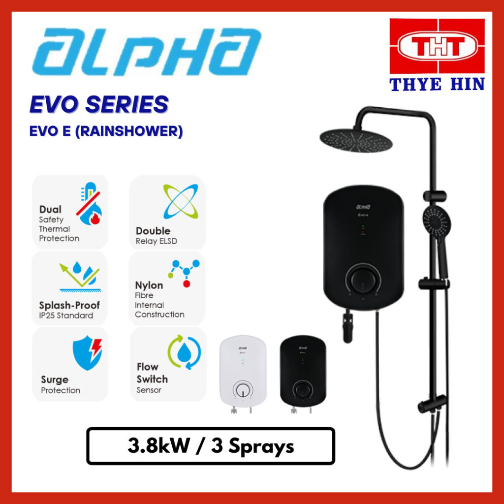 ALPHA EVO SERIES EVO E RAINSHOWER - ALL BLACK, MATT BLACK & WHITE ...