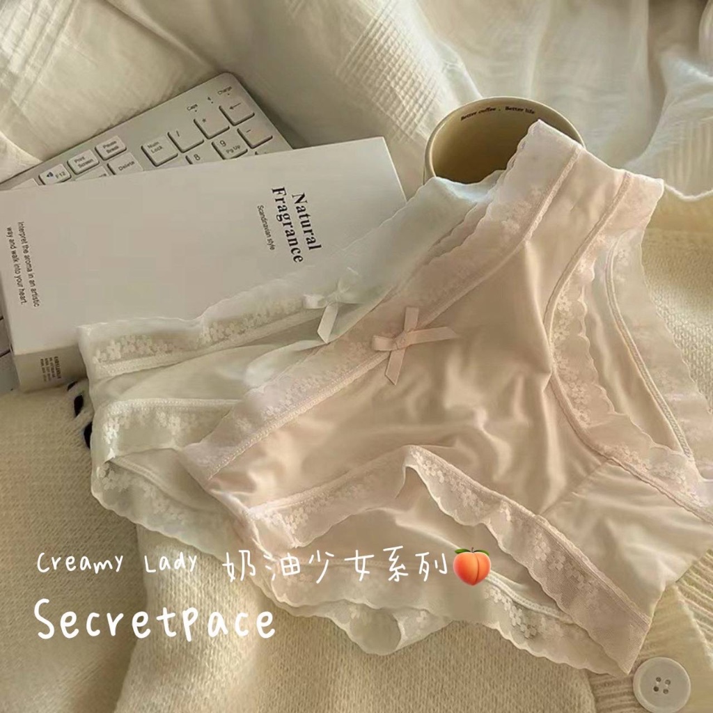 [Secretpace] 冰丝内裤 Ready Stock Sexy Creamy Lady Ice Silk Lace Panty ...
