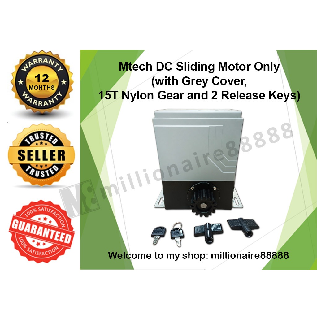 Mtech DC Sliding Motor with Grey Cover , 15T Nylon Gear and 2 Release ...