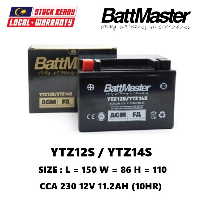 BATTMASTER Battery YTZ12S - YTZ14S / Motorcycle for YAMAHA / BMW / KTM ...