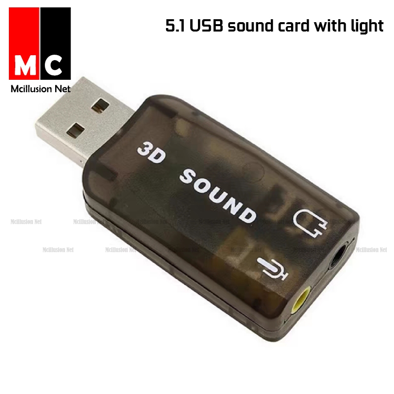 5.1 USB sound card with light laptop headphone converter interface ...