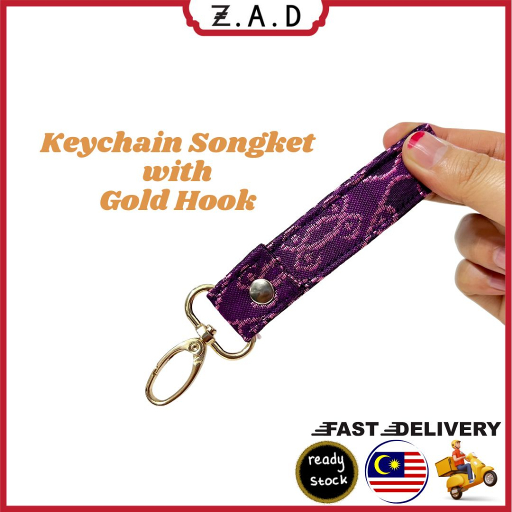 Keychain Songket premium GOLD HOOK for Wedding / Event / Tourist ...