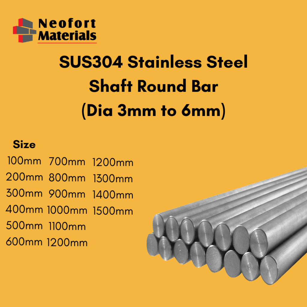 READY STOCK Stainless Steel SUS 304 Shaft Round Bar (Diameter 3mm - 6mm ...