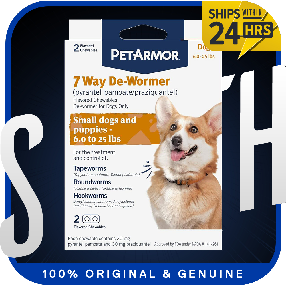 PetArmor 7 Way De-Wormer for Dogs, Oral Treatment for Tapeworm ...