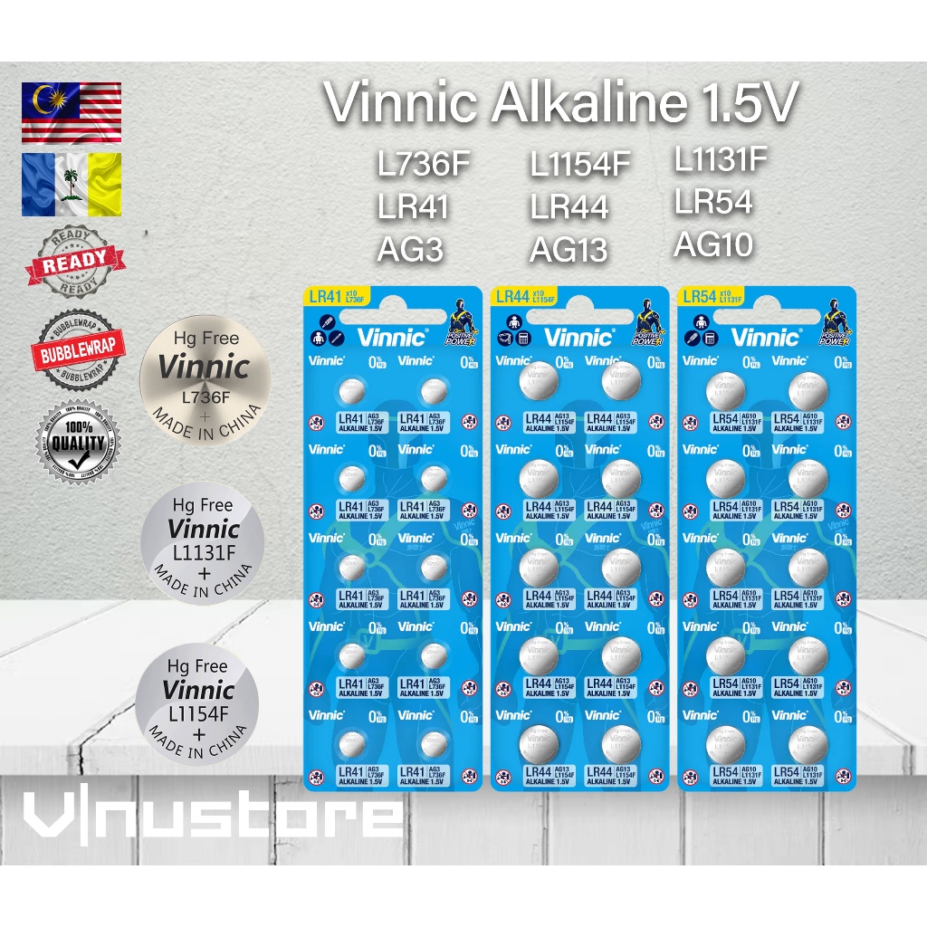 Vinnic Alkaline 1.5V Button Cell Battery 0% HG L736F L1154F L1131F ...