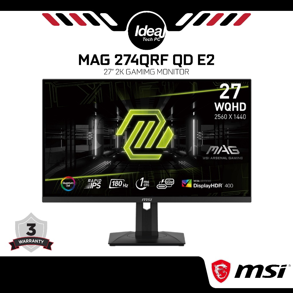 MSI MAG 274QRF QD E2 | 2560 x 1440 (2K) | Rapid IPS | 1ms | 180Hz ...