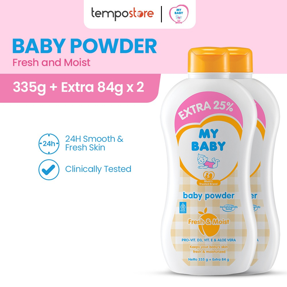 [Bundle of 2] My Baby Powder Fresh & Moist with Extra Refill (335g ...