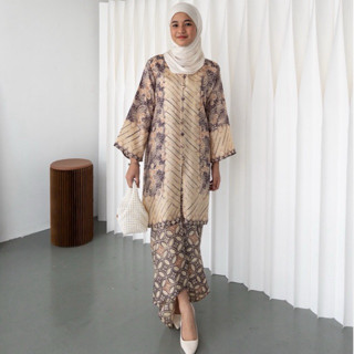 Adiva Baju Kurung Kebarung Kain Pario Batik Kebaya Loose Cut Kinanti Farha Shopee Malaysia