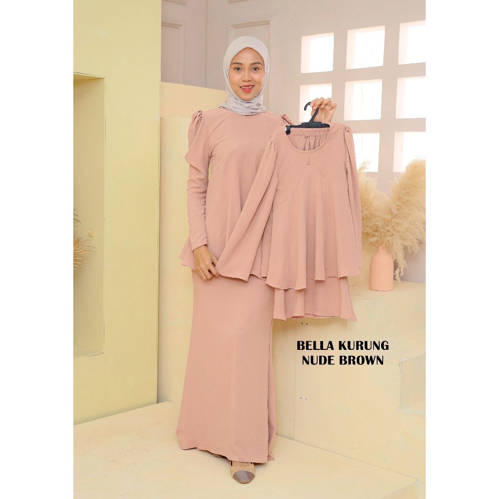 BAJU RAYA 2024 KURUNG MODERN NUDE BROWN PUFF BARBIE DOLL PEPLUM Shopee Malaysia