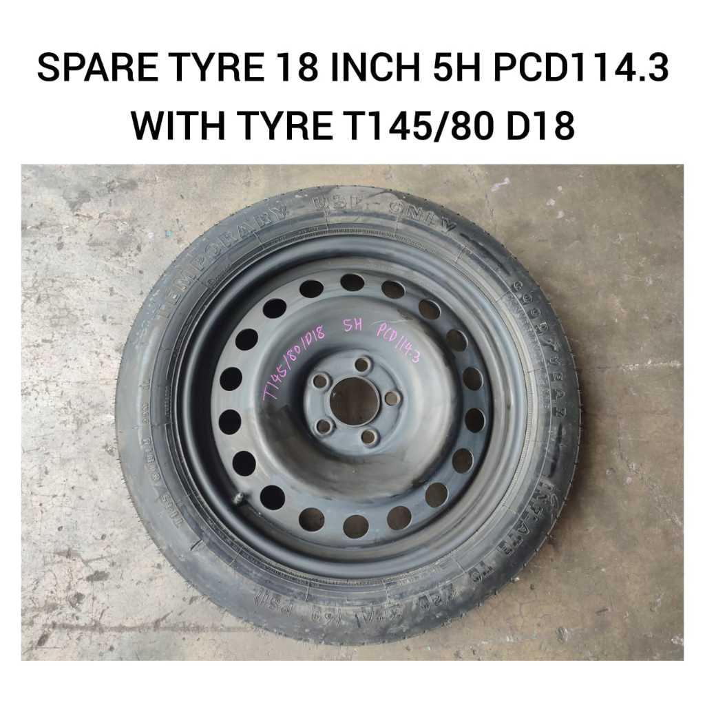 Spare Tyre 18 Inch Inci 5H PCD114.3 ( T145/80 D18 ) Toyota Alphard ...