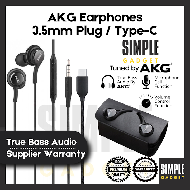 🇲🇾 AKG Earphones 3.5mm USBC (TypeC) Plug True Bass Wired Handsfree
