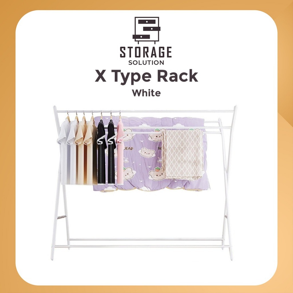 [𝐒𝐭𝐨𝐫𝐚𝐠𝐞.𝐒] X Type Rack Stainless Steel Clothes Hanger Extendable ...