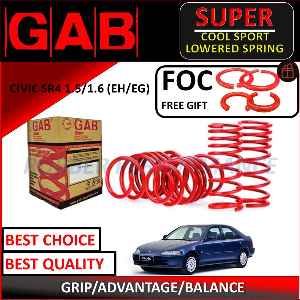 1 SET ORIGINAL GAB SPRING SPORT LOWERED SPRING SPORT CIVIC SR4 1.5/1.6 ...
