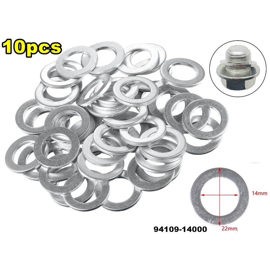 100-Pack 14mm Aluminum Oil Drain Plug Crush Washers For Honda Acura - 94109-14000