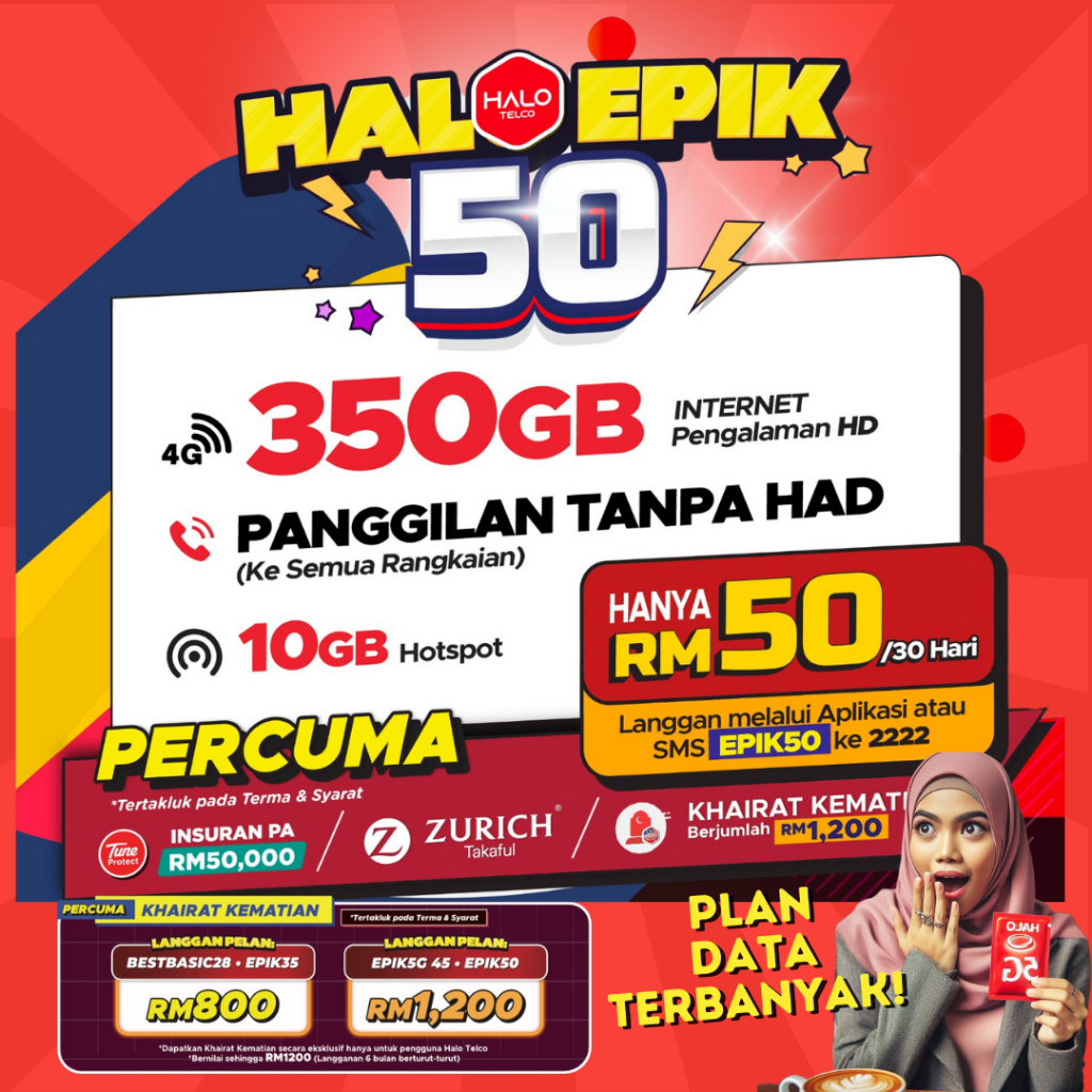 Halotelco Tunetalk New Plan Epik 350GB | Shopee Malaysia