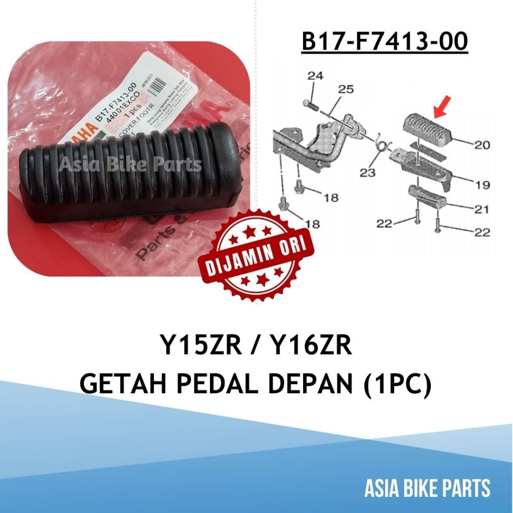 Yamaha Original Y15ZR / Y16ZR / FZ150 Front Footrest Rubber Cover Getah ...