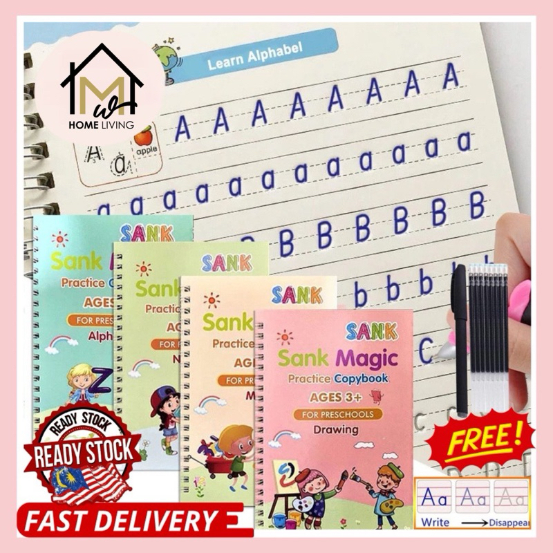 【Children Copybook Writting Practice】 4 Books Free Pens Calligraphy ...
