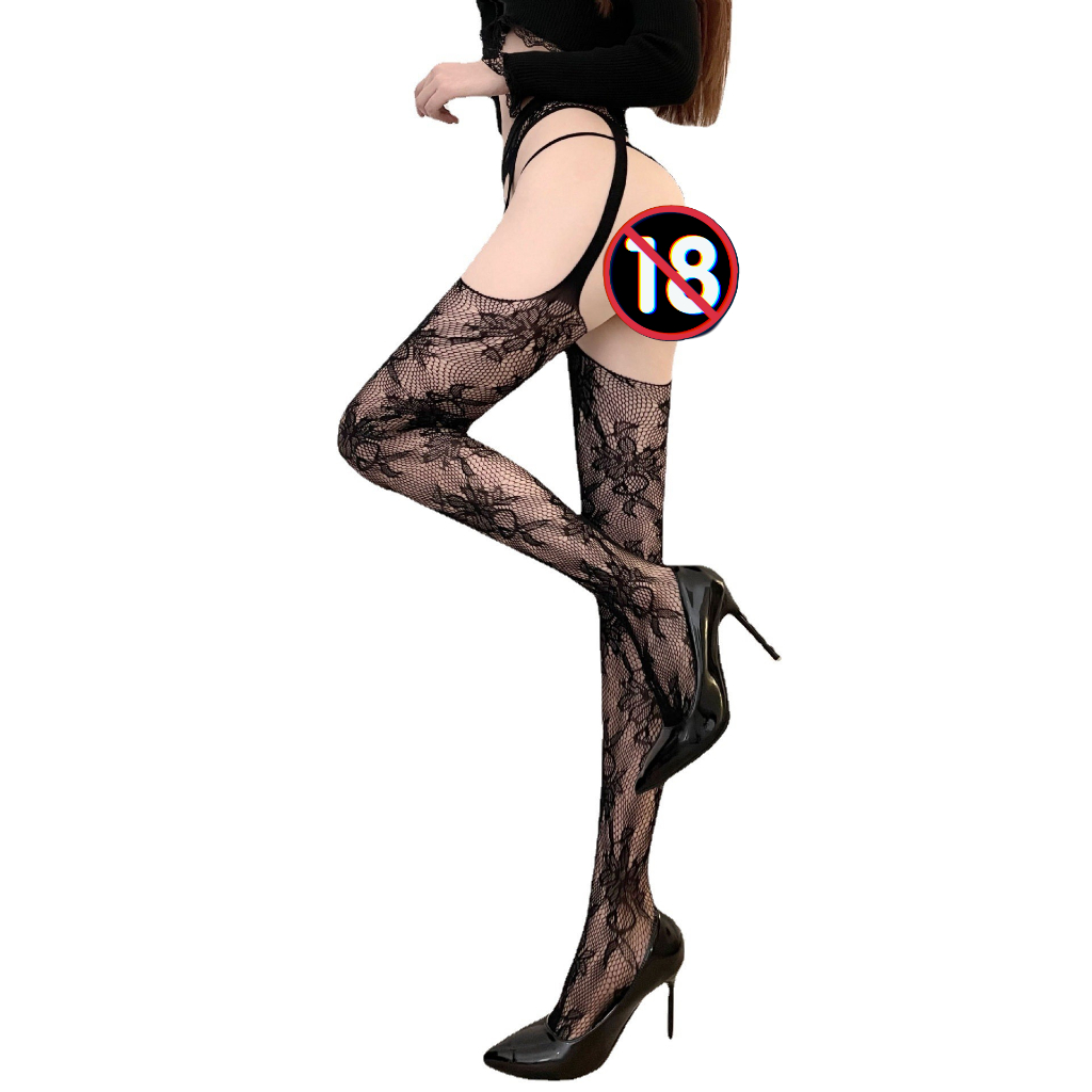 Oiled cross-open one-piece stockings