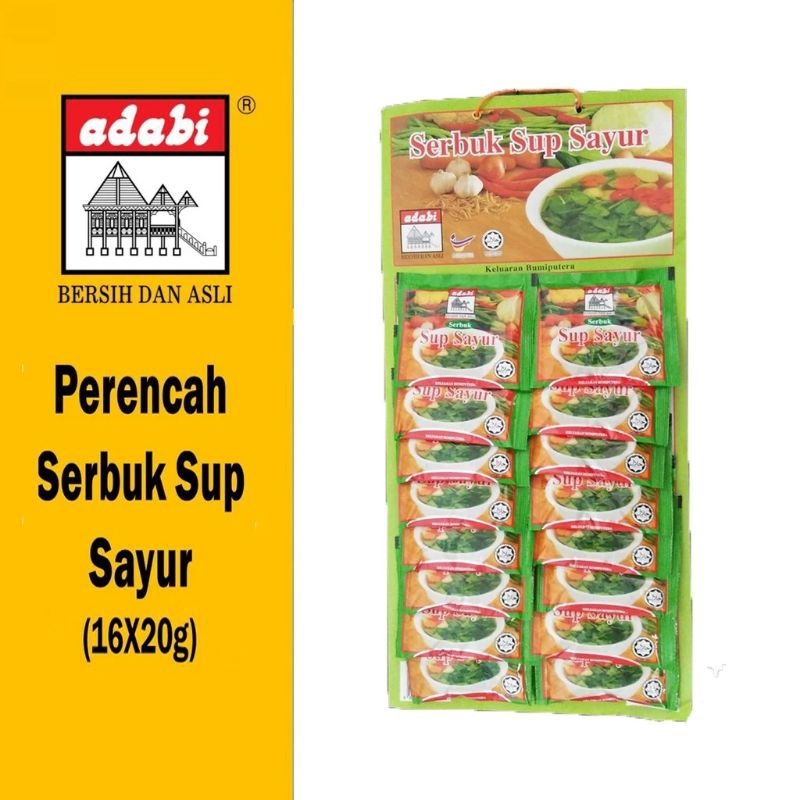 Adabi Serbuk Sup Sayur 1 Papan 16x20g | Shopee Malaysia