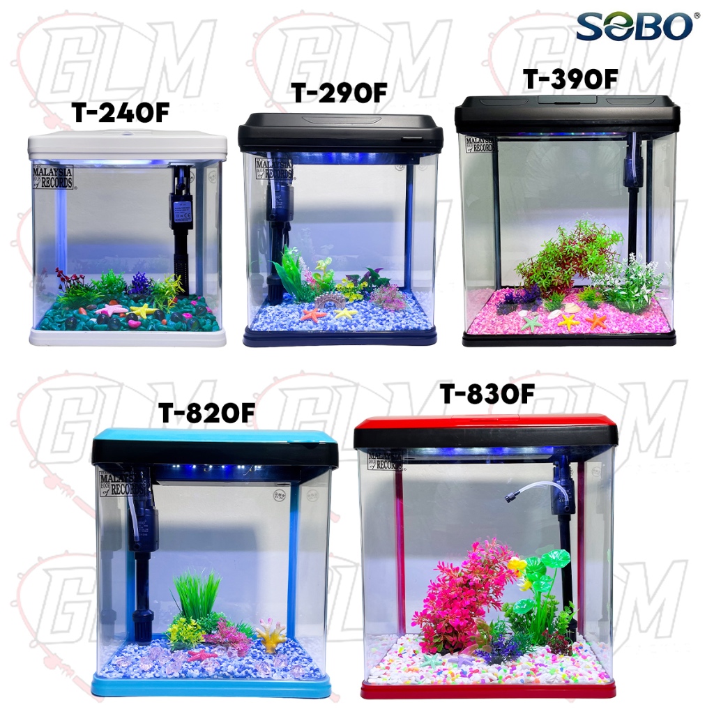 SOBO MINI Aquarium T-240F Fish Tank Set Lengkap (Pump, Filter, Led ...