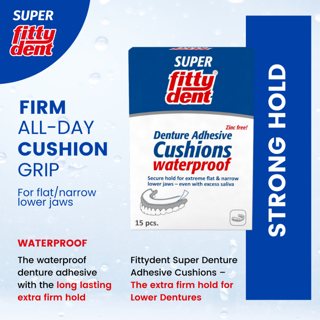 Fittydent Denture Adhesive Cushion Jalur Pelekat Gigi Palsu Bahagian Bawah 飛特登 下假牙專用黏性襯墊