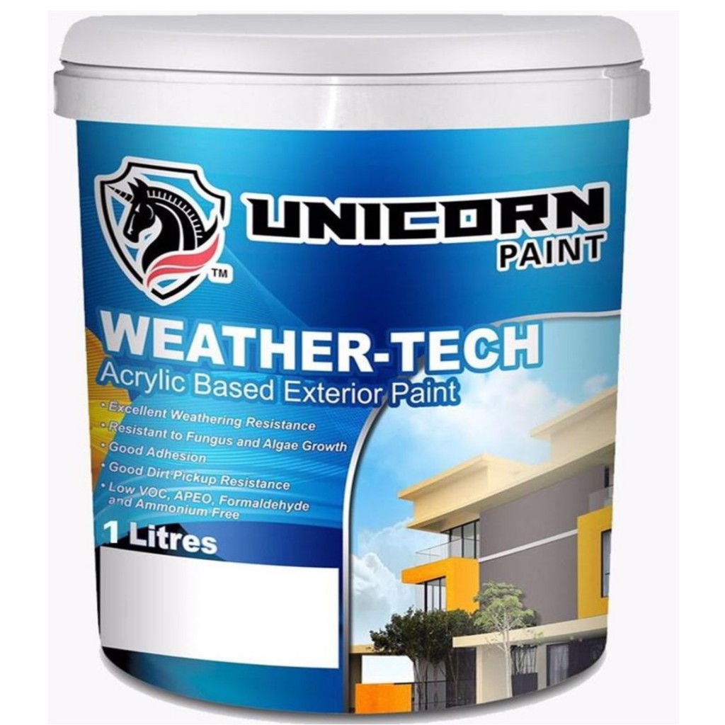 UNICORN PAINT WEATHER TECH ACRYLIC BASED EXTERIOR PAINT 1 Litre (5