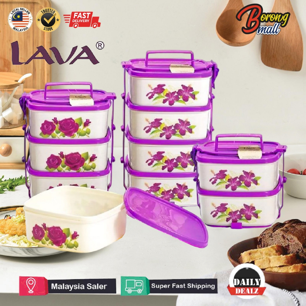 LAVA Tiffin Carrier Air Tight Lunch Box Stackable Food Container ...