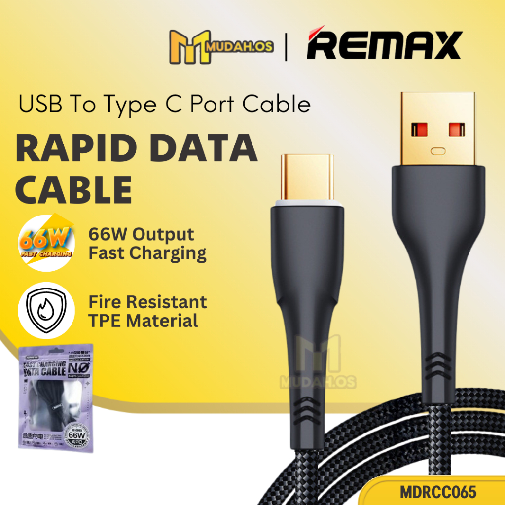 REMAX Original 66W Super Fast Charging USB Type A To Type C Data Cable ...