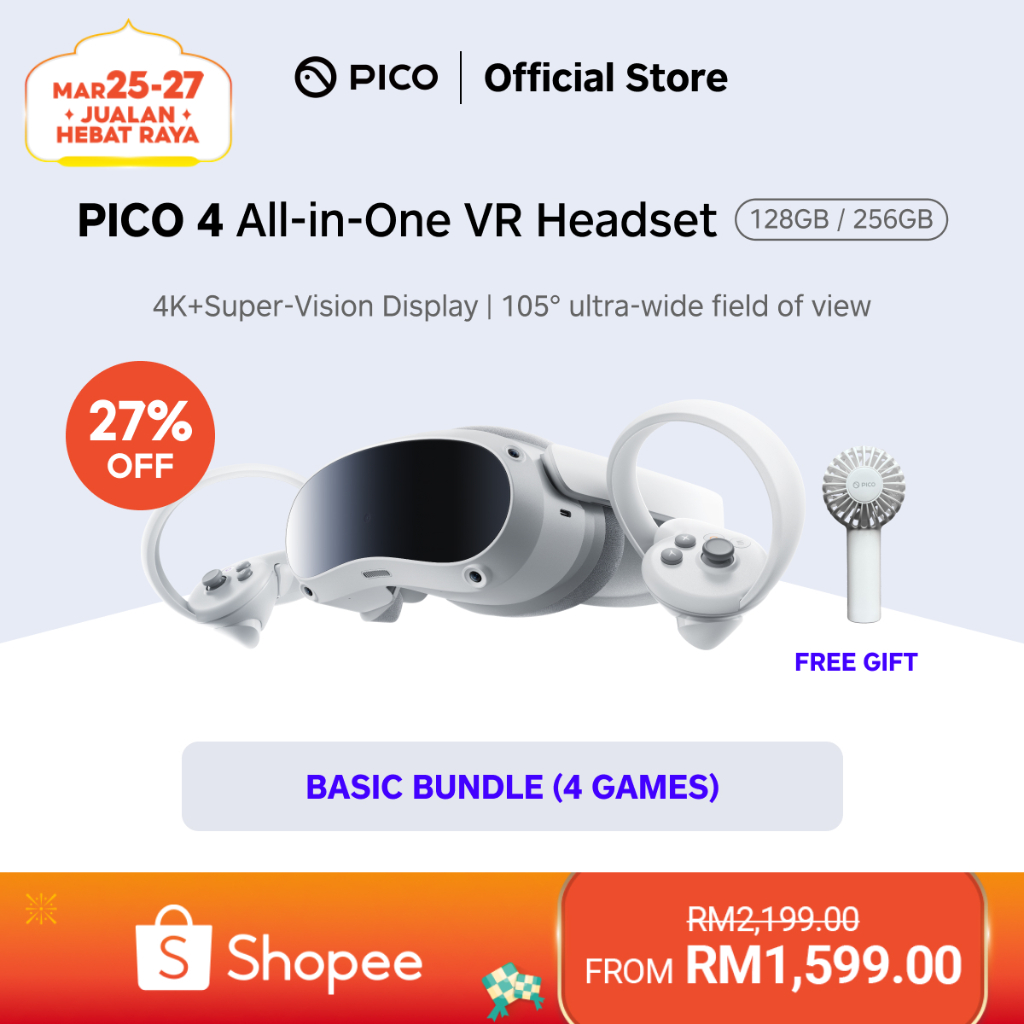 Basic Bundle] PICO 4 VR Headset All-in-One + 4 games + 1 Year