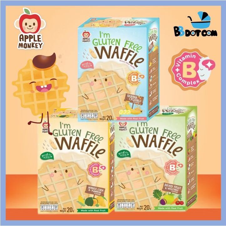 Apple Monkey Halal Baby Snack I’m Gluten Free Waffle (20g) - 1 Pack ...