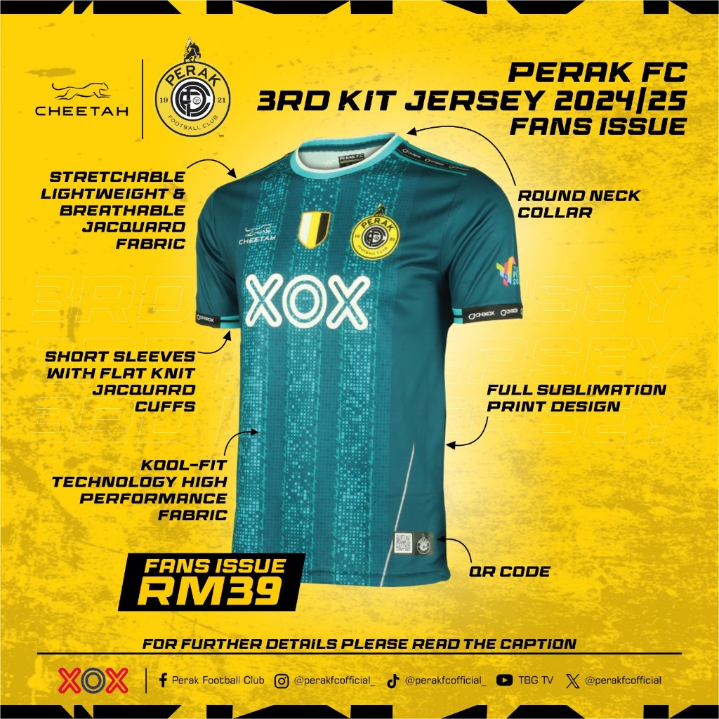 Perak FC Merchandise PFC 3rd Jersey Fan Issue Season 2024/25 | Shopee ...