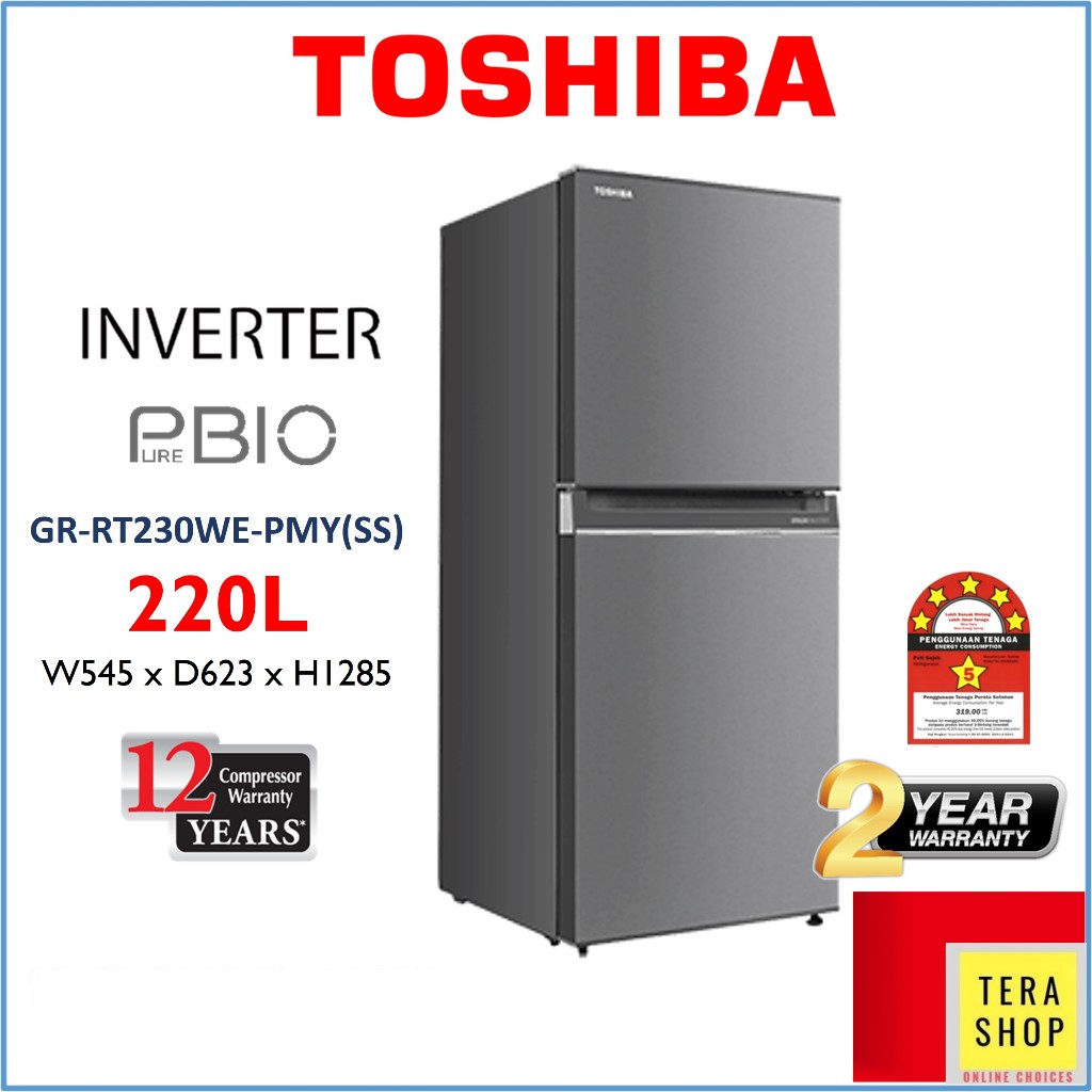 Toshiba RT230 Inverter 220L Peti Sejuk Fridge Refrigerator | Shopee ...