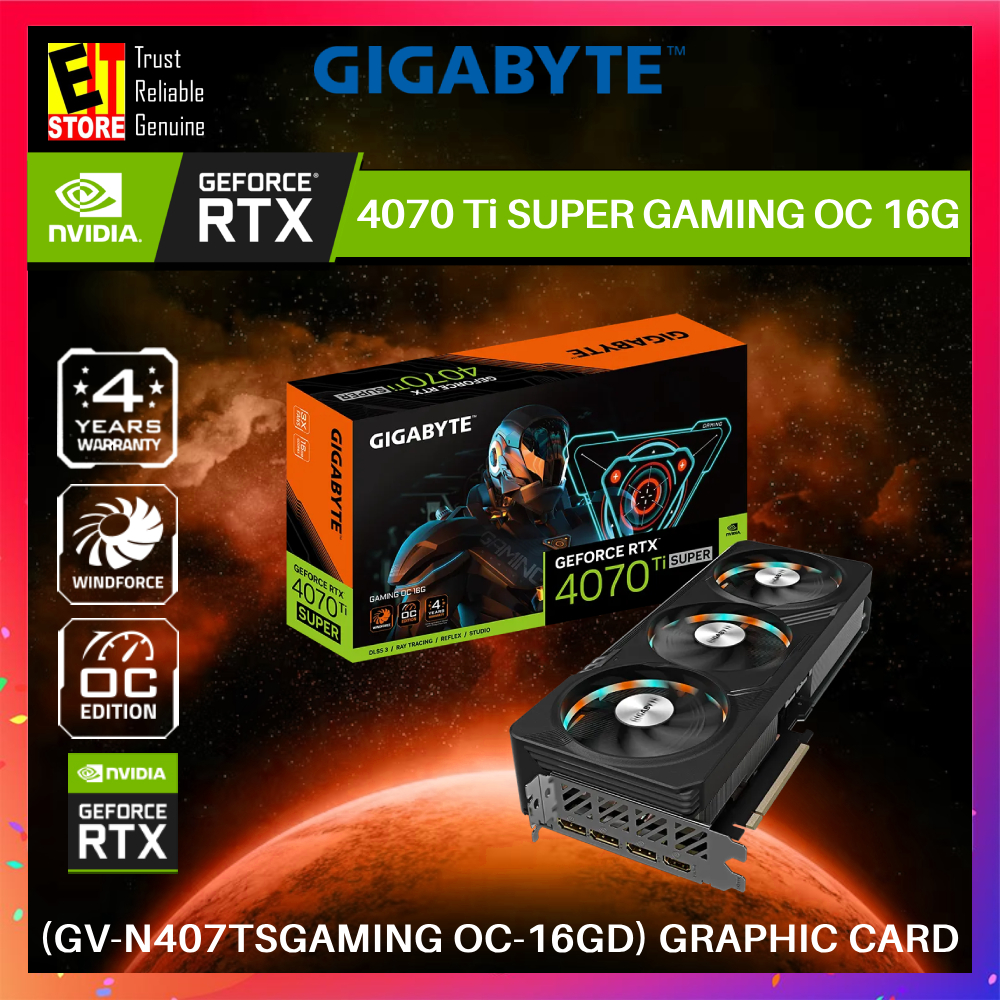 GIGABYTE GeForce RTX 4070 Ti SUPER GAMING OC 16GB GRAPHIC CARD GV