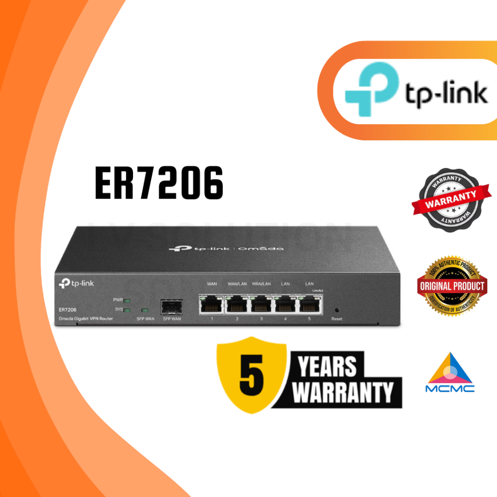 TP-Link ER7206 (TL- ER7206) SafeStream™ Gigabit Multi-WAN VPN Router ...