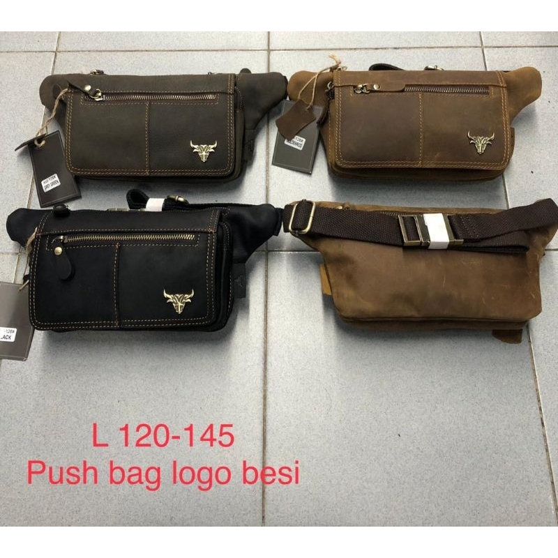 Push Rider Waist Beg Ori Leather Men Pouch beg Men Kulit asli | Shopee ...
