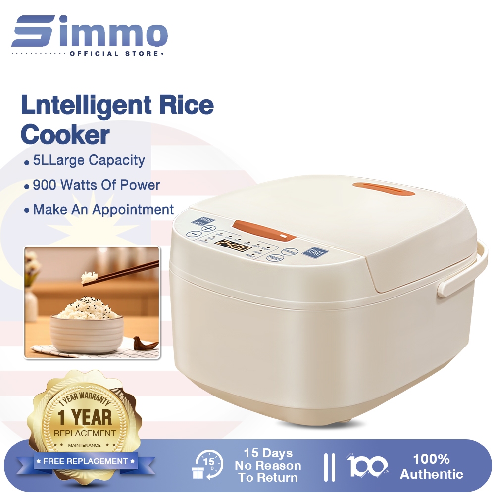 Simmo Rice Cooker 5L Smart Periuk Nasi Elektrik Non Stick Digital Low ...