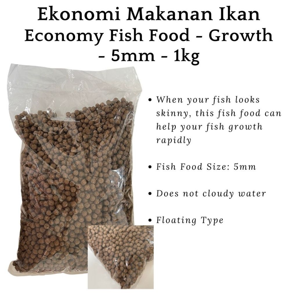 Ekonomi Makanan Ikan Economy Fish Food - Growth - 5mm - 1kg - (Fish ...
