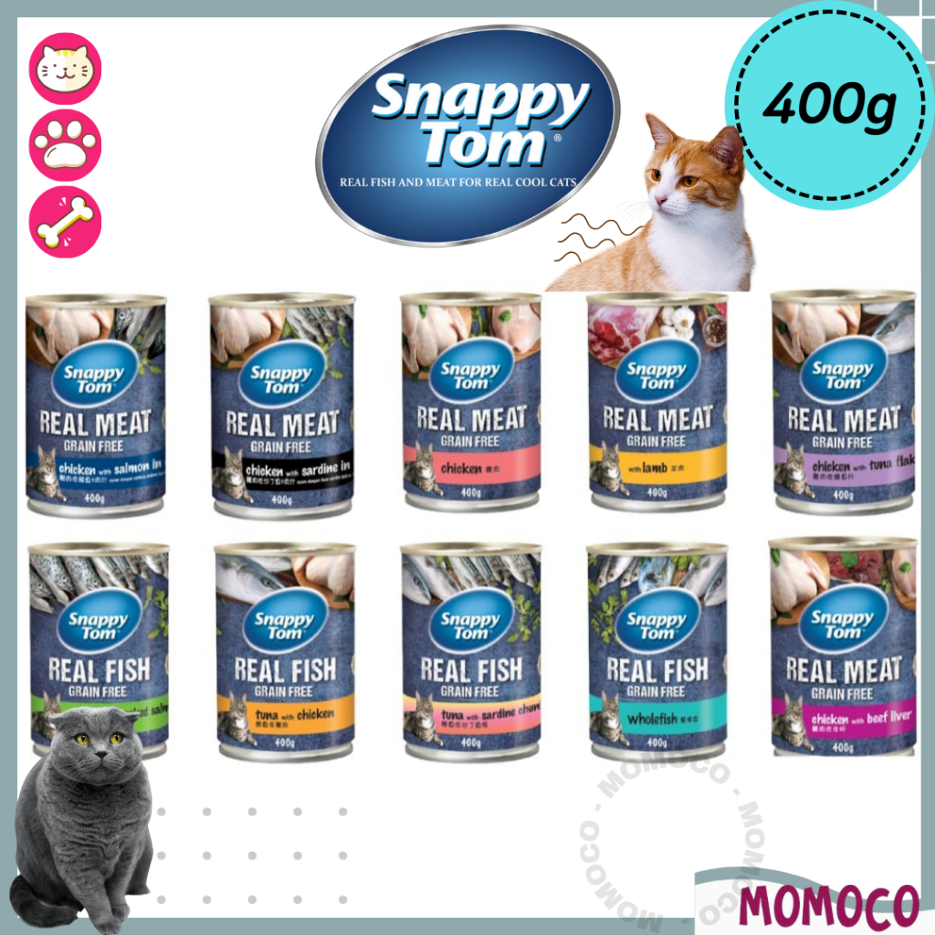 SNAPPY TOM CANNED WET FOOD CAT 400G GRAIN FREE CHICKEN/TUNA/LAMB/FISH ...