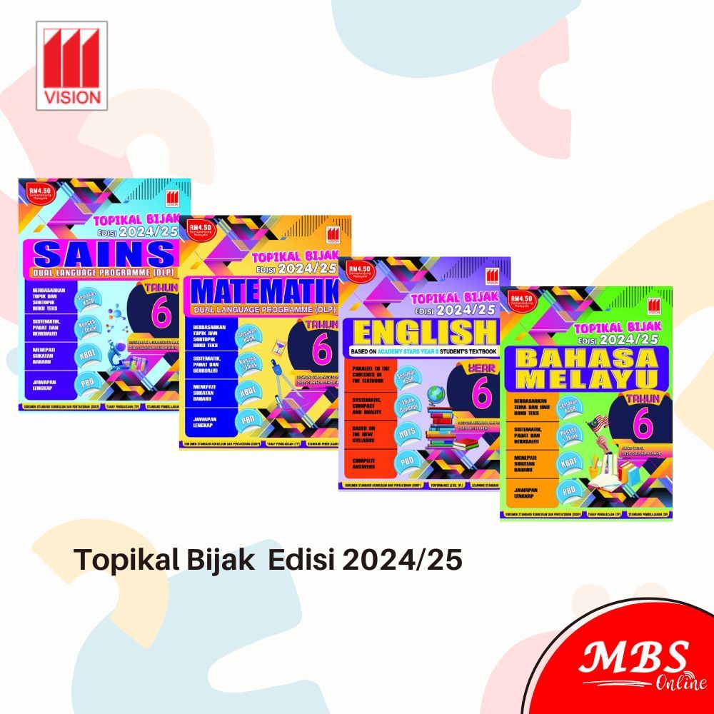 [Pustaka Vision] Buku Kerja Topikal Bijak Edisi 2024/25 KSSR Tahun 1.2 ...