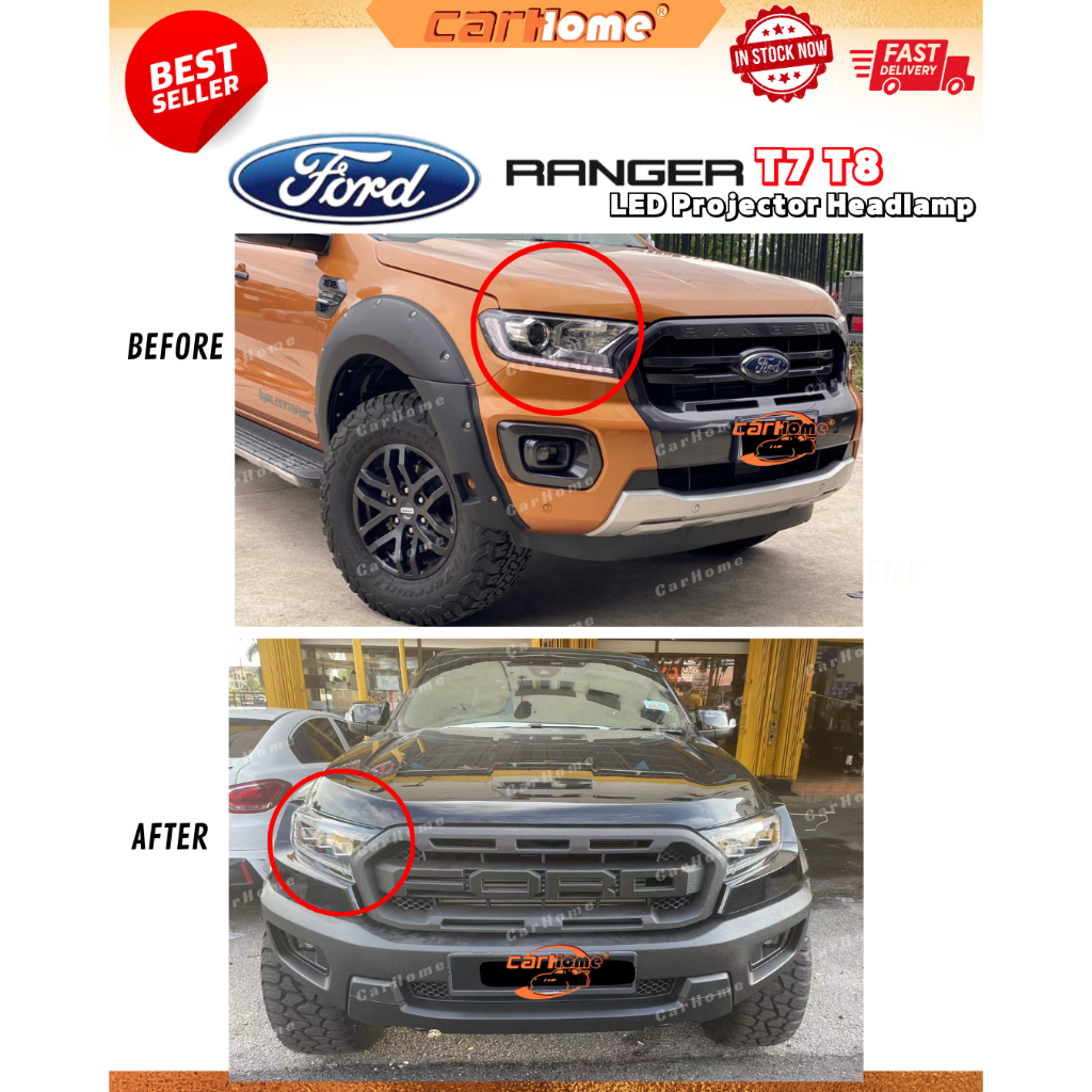 Ford Ranger T7 T8 Raptor Head Lamp light Headlamp with running signal ...