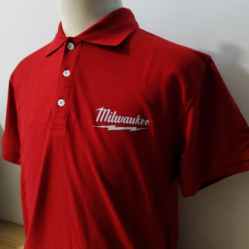 Milwaukee Polo Tshirt Collar and Round Neck Short Sleeve Red Shopee Malaysia