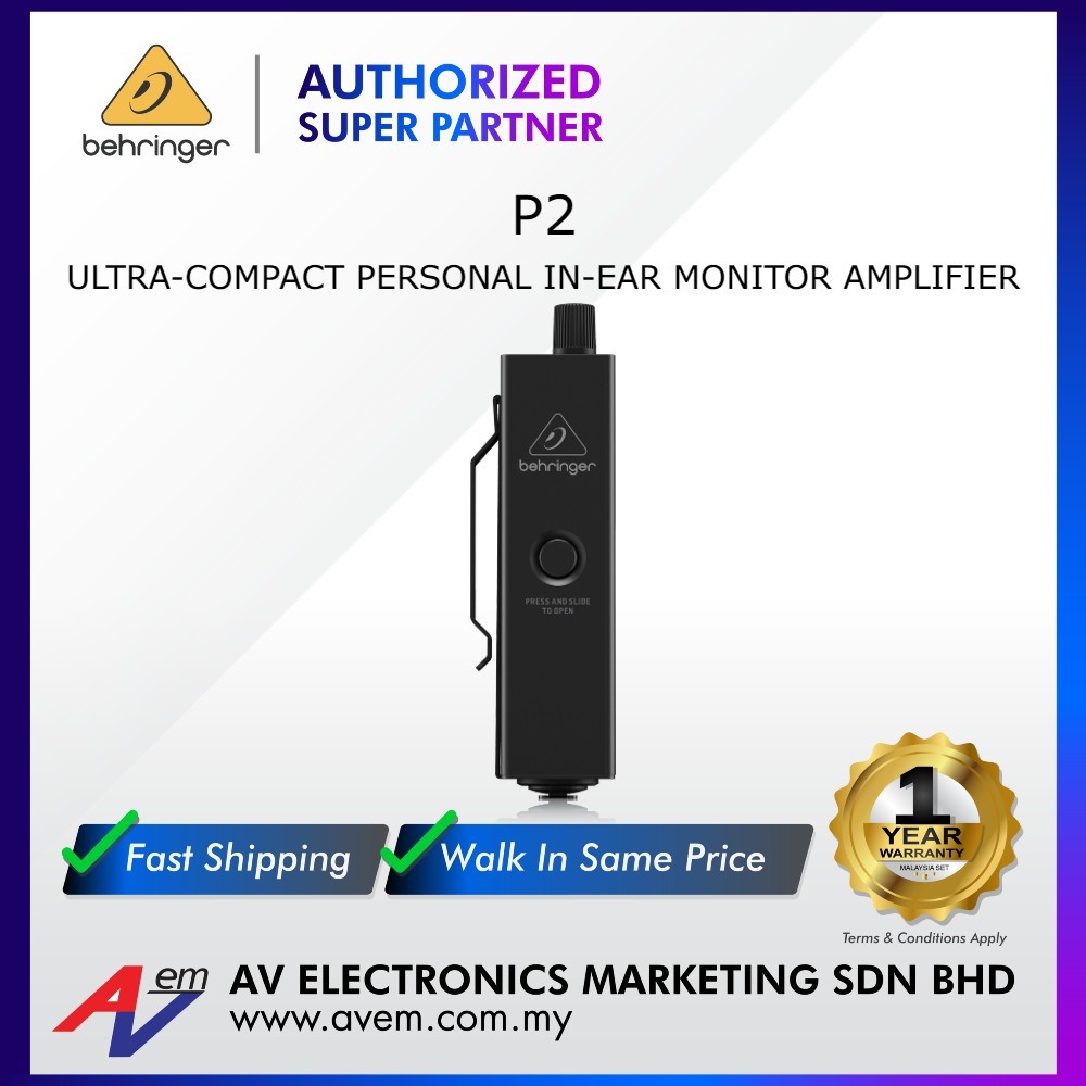 BEHRINGER P2 Ultra-Compact Personal In-Ear Monitor Amplifier | Shopee ...