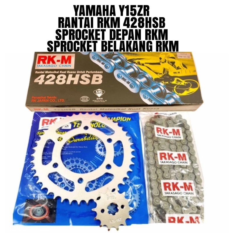 Yamaha Y15 Y15ZR Spoket set RKM RK-M sprocket FZ150 siap rantai 428HSB ...