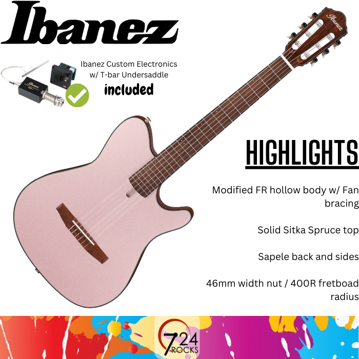 Ibanez Guitar Ibanez FRH10NRGF FRH Series Acoustic Electric Guitar Rose Gold Metallic Flat