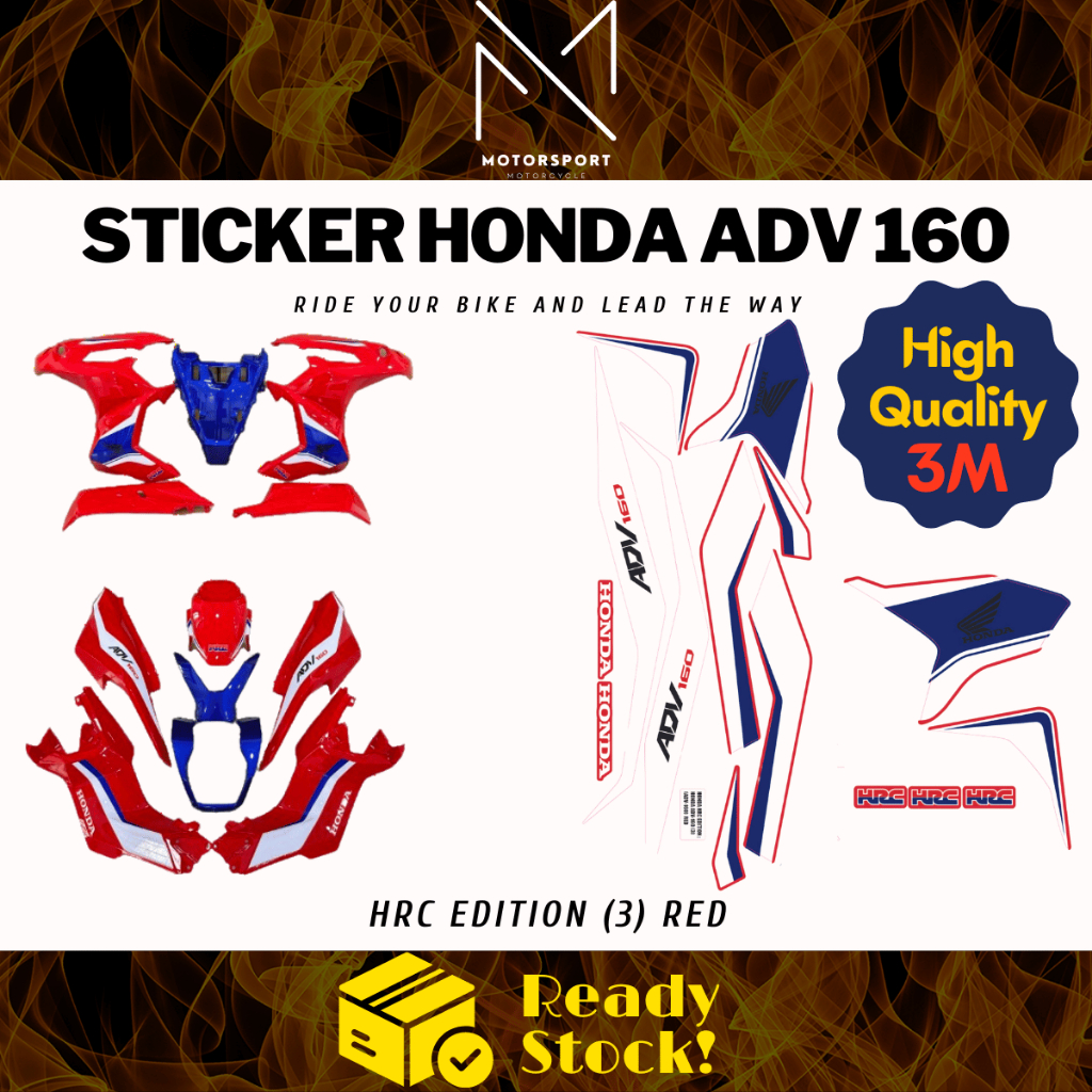 HONDA ADV 160 HRC Edition CoverSet Stripe Sticker Cover Set (3) Red 3M ...