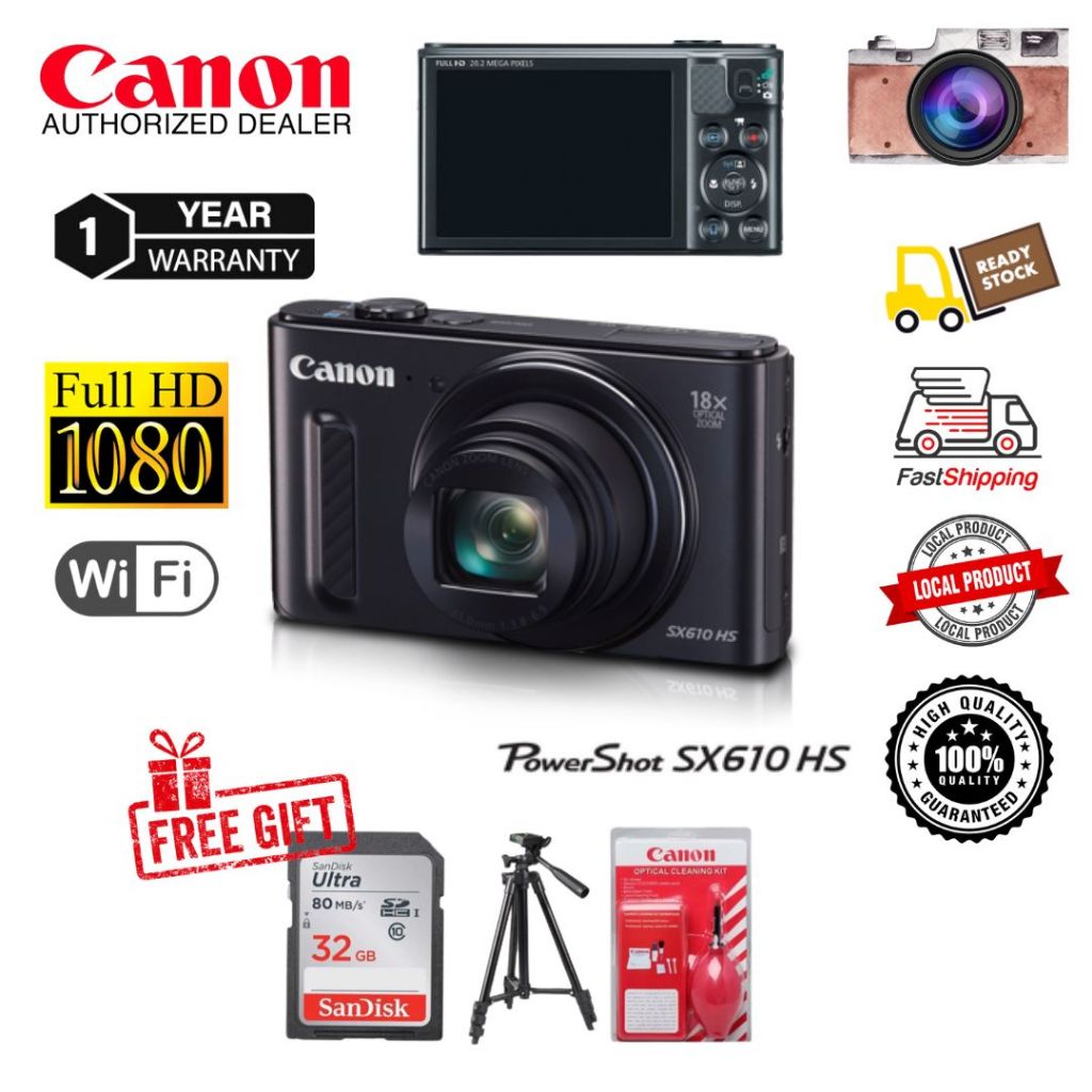 Canon Powershot SX610 HS 20.2MP Digital Camera with18x Optical Zoom (1 Year Warranty ) Shopee