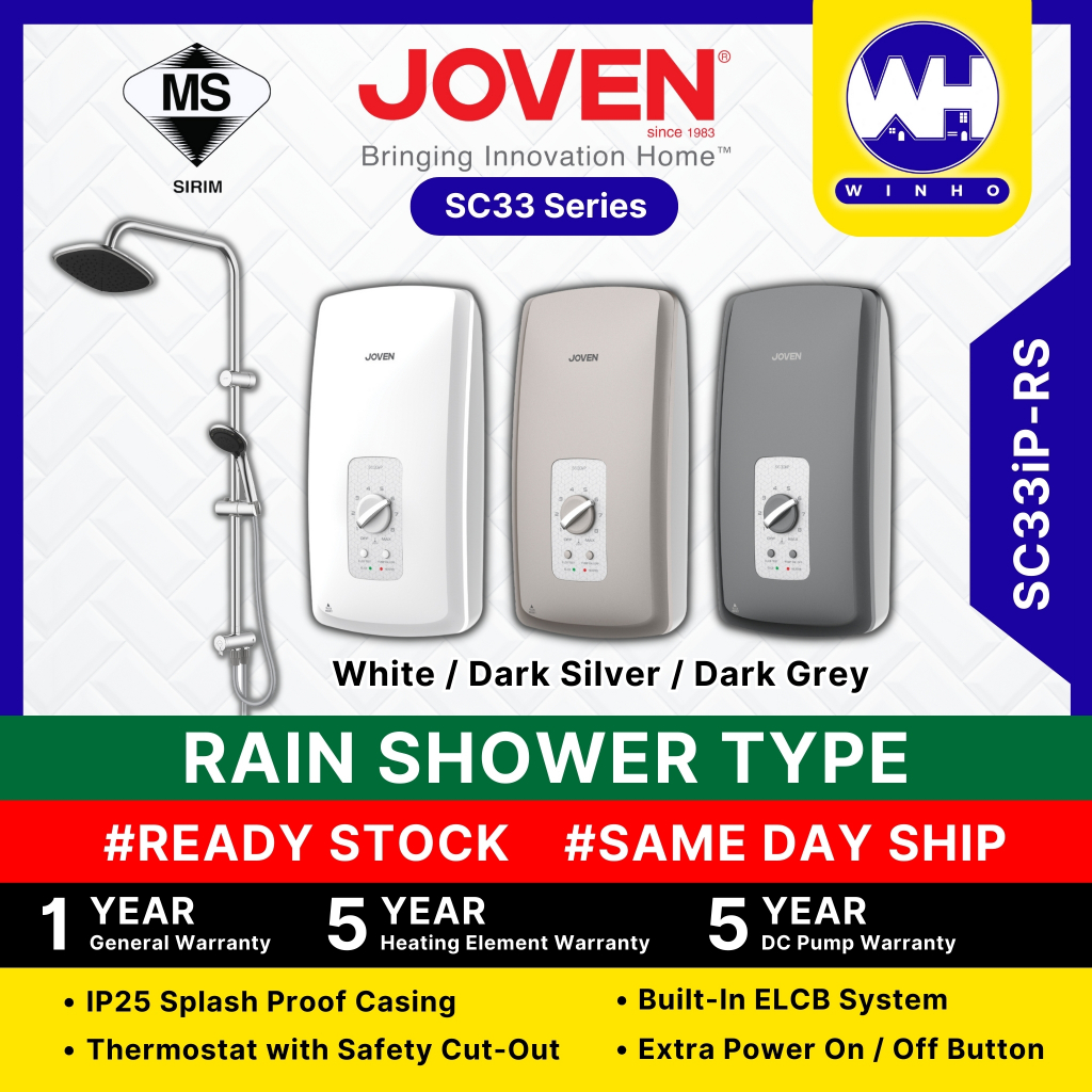 JOVEN SC33iP-RS DC Pump Rain Shower Energy Saving Water Heater